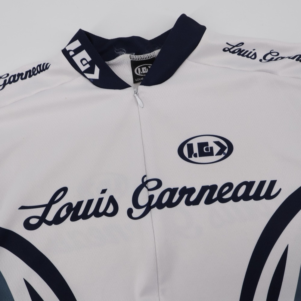 Louis Garneau Graphic Half Zip Cycling Jersey White Short Sleeve Mens Large